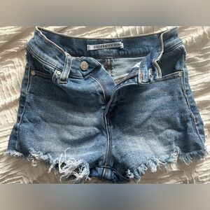 Celebrity Pink Frayed Hem Blue Jean Shorts